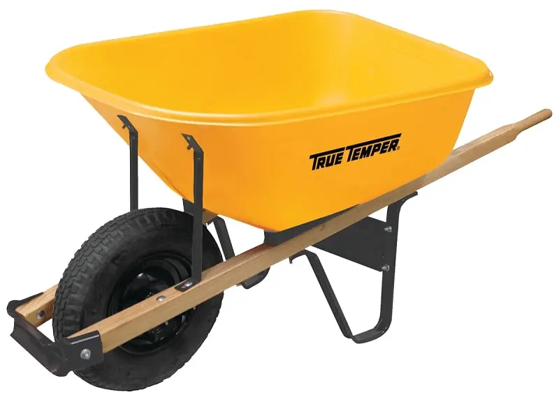 True Temper Rp625 Poly Wheelbarrow – 6 Cu Ft Capacity, Single-Wheel Design 1