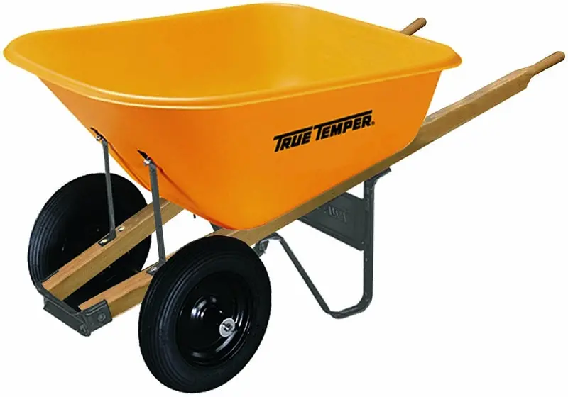 True Temper Rp810 Dual-Wheel Poly Wheelbarrow – 8 Cubic Feet Capacity, Durable Polymer Tub 1