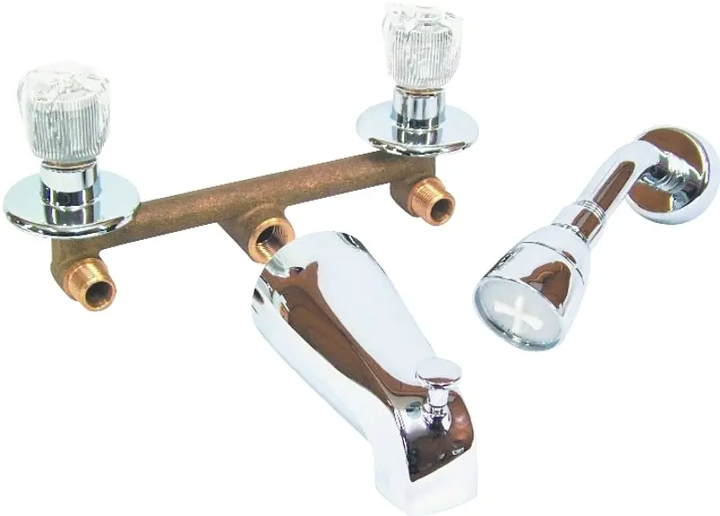 Us Hardware P-004N Two-Handle Tub & Shower Diverter – 8-Inch Center-To-Center, Brass Body, Knob Handles 1