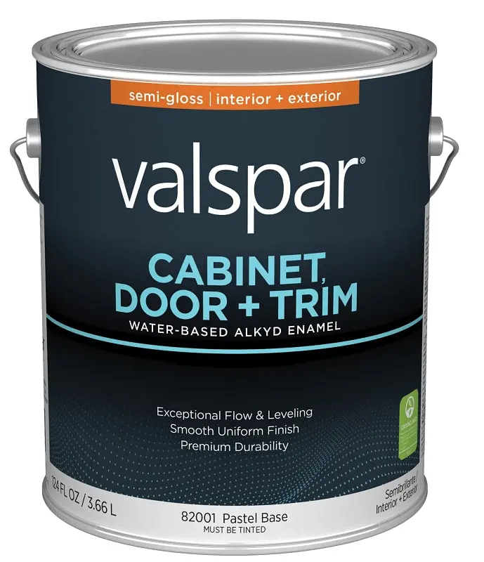 Valspar 8200 Semi-Gloss Cabinet & Trim Enamel – Water-Based, Pastel Base, 1-Gallon Can 1