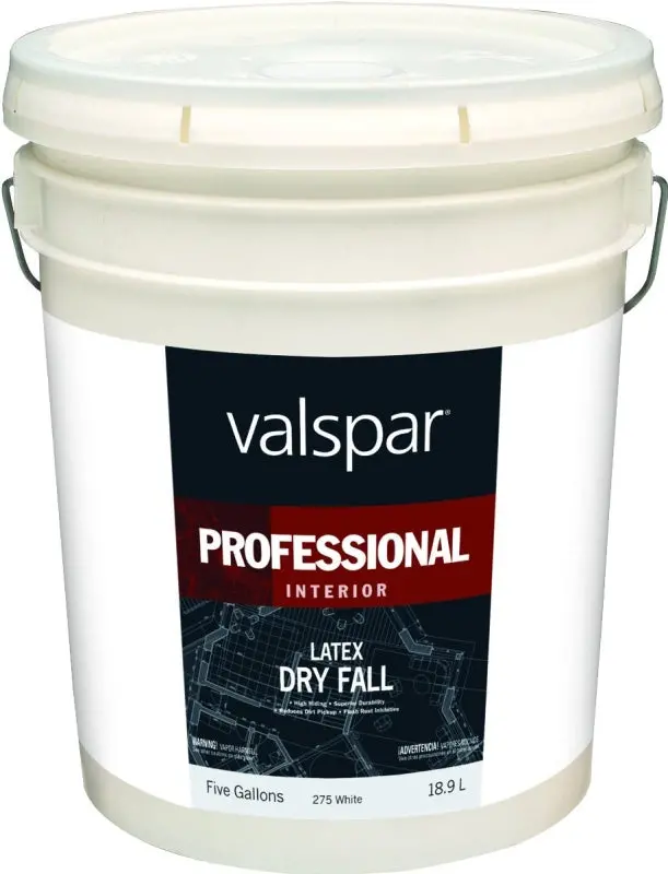 Valspar Dry Fall Flat Latex Paint – White, 5-Gallon Pail (Model 044.0000275.008) 1