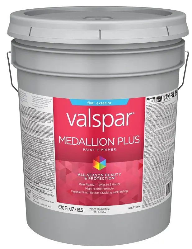 Valspar Medallion Plus Latex Interior Paint – Pastel Base, Flat Sheen, 5-Gallon Plastic Pail, Acrylic Formula 1