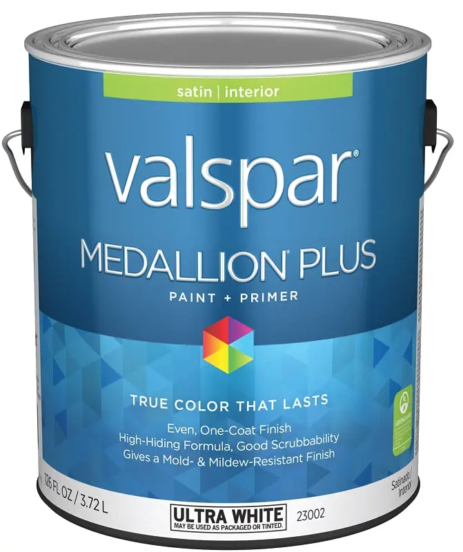 Valspar Medallion Plus Satin Latex Paint – Ultra White Base, 1 Gallon Can, Acrylic Formula 1