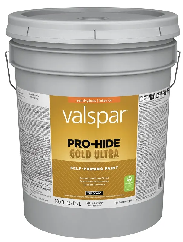 Valspar Pro-Hide Gold Ultra 6400 Semi-Gloss Latex Paint – Tintable Acrylic Formula, 5-Gallon Pail, White Base 1