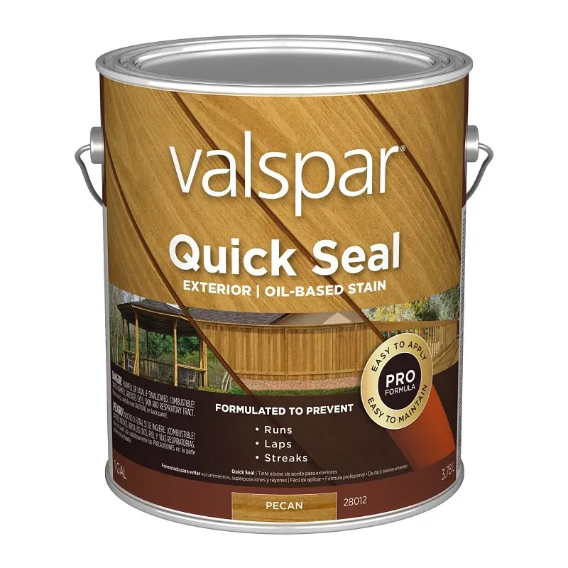 Valspar Quick Seal Exterior Wood Stain – Semi-Transparent Pecan Finish, 1-Gallon Liquid Formula 1