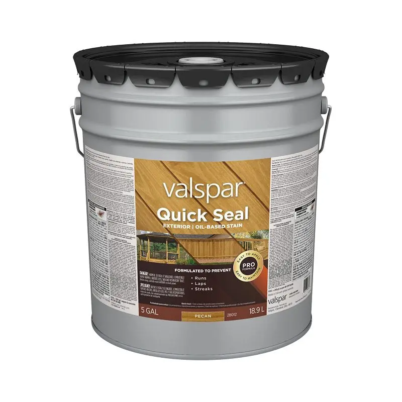 Valspar Quick Seal Vl1028012-20 Exterior Wood Stain – Semi-Transparent Pecan, 5-Gallon Container 1