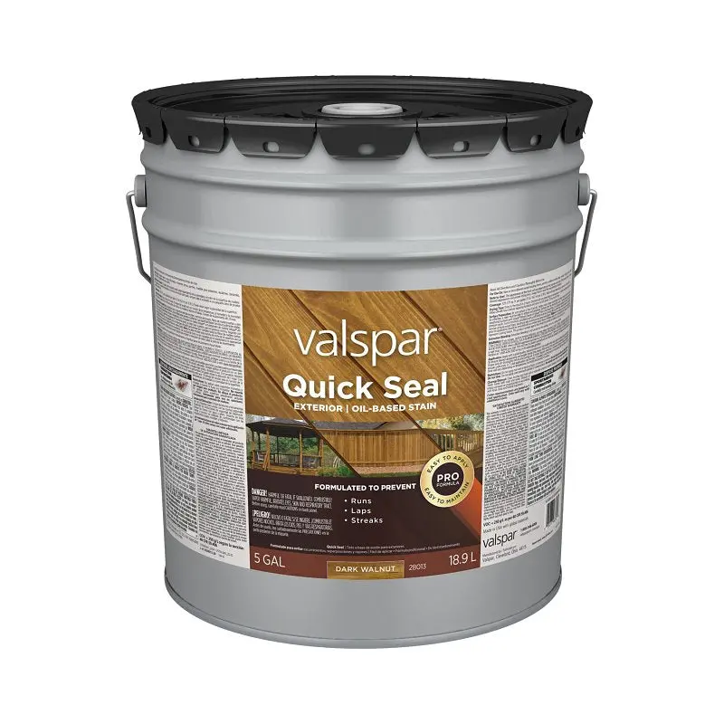 Valspar Quick Seal Vl1028013-20 Exterior Wood Stain – Semi-Transparent Dark Walnut, 5-Gallon Can 1