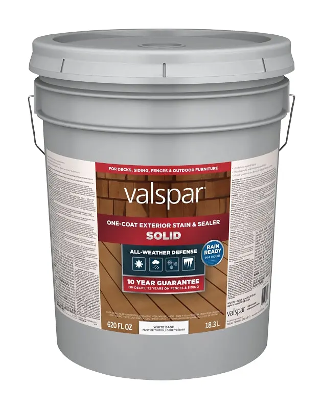 Valspar Vl1031380-20 White Base Solid Stain & Sealer – 5-Gallon Liquid Coverage For Decks And Fences 1