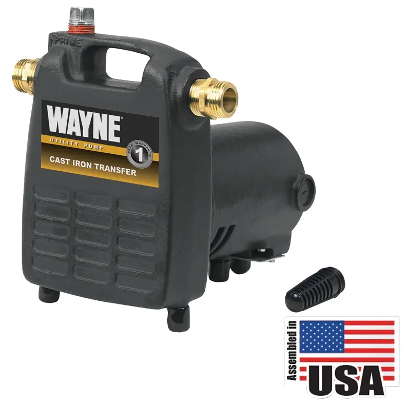 Wayne Pc4 Self-Priming Utility Pump – 0.5 Hp, 120V, 1600 Gph, Non-Submersible Iron Housing 1