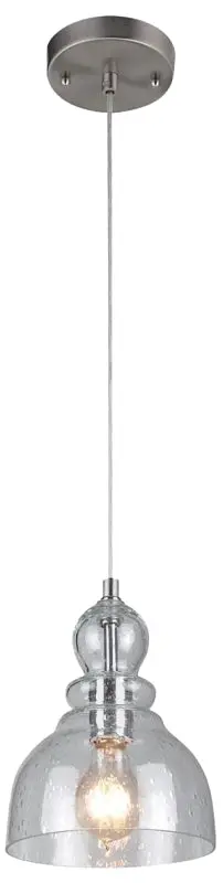 Westinghouse 6100700 Brushed Nickel Mini Pendant Light – Adjustable Indoor Fixture, Single-Lamp Design 1
