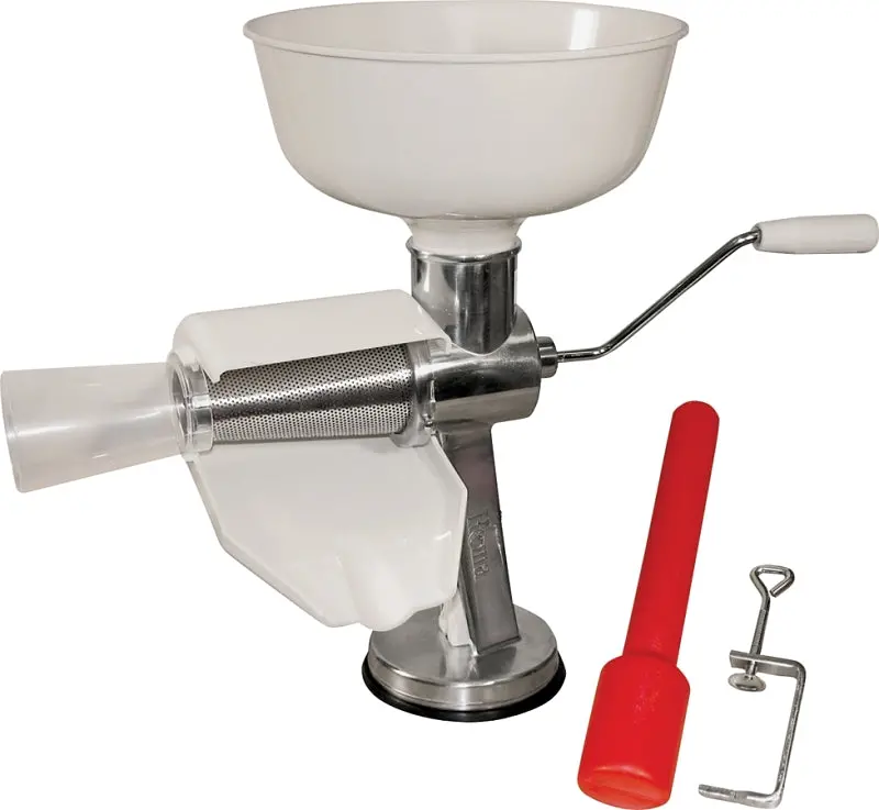 Weston 1-Gallon Stainless Steel Sauce Maker & Tomato Strainer – Red/White Design 1