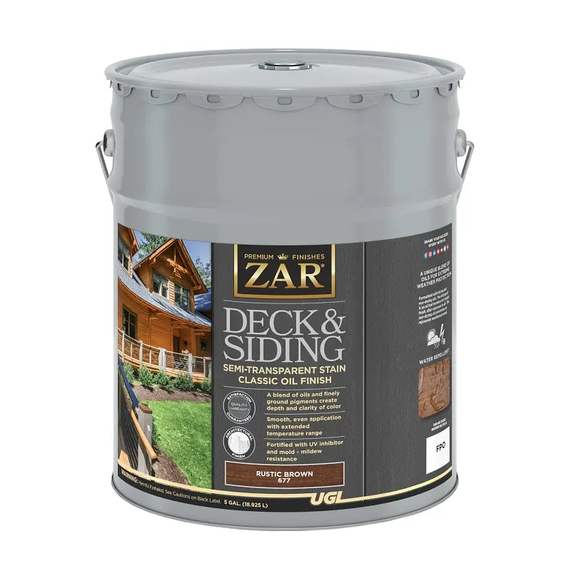 Zar 67715 Rustic Brown Semi-Transparent Wood Stain – 5-Gallon Liquid Formula 1