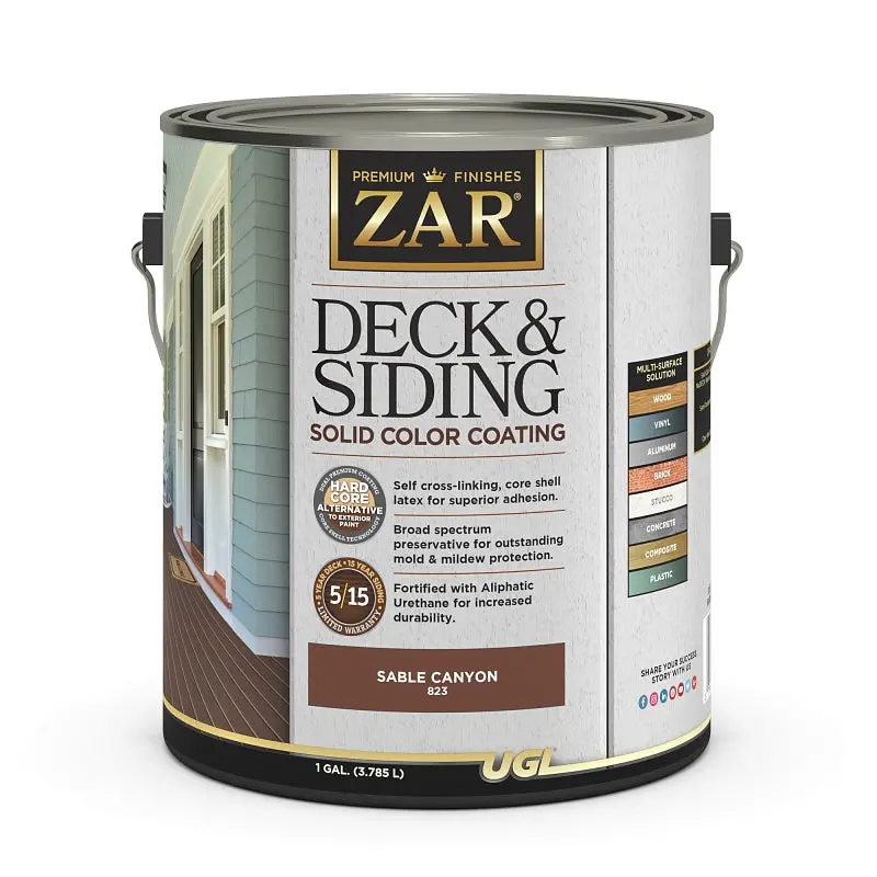 Zar 82313 Solid-Color Deck & Siding Stain – Sable Canyon, 1-Gallon Liquid Formula 1