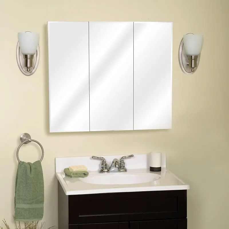 Zenith M30 Wood Medicine Cabinet – 29-5/8" Wide × 25-3/8" High × 4-1/4" Deep, Three-Tier Clear Glass Doors 1