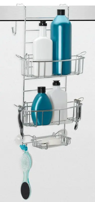 Zenna Home E7803Ss Chrome Door Caddy – Two-Tier Steel Organizer, 12.25"W X 22.75"H X 9"D 1