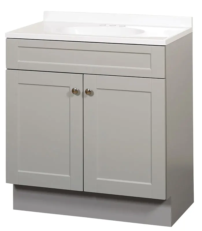 Zenna Home Sbc36Gy Shaker-Style Bathroom Vanity – 36" Wide, Cool Gray Wood Cabinet With Cultured Marble Sink 1
