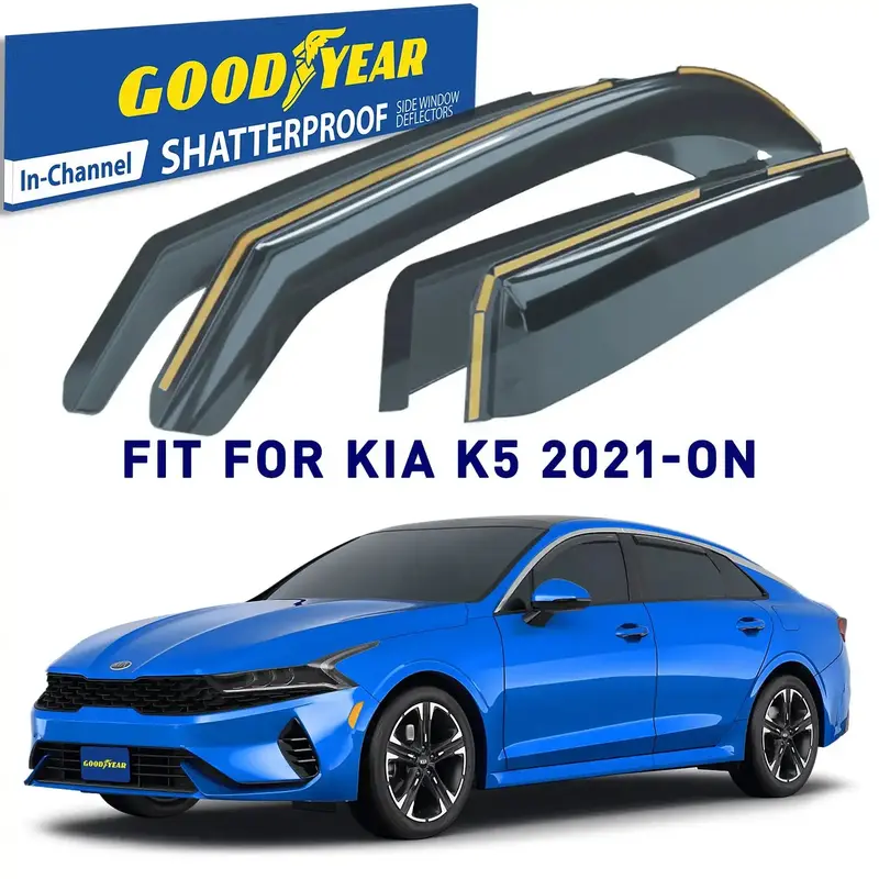 Goodyear Shatterproof In-Channel Window Deflectors – 4-Piece Rain And Wind Guards For Car Windows 1