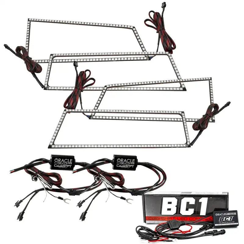 Oracle Lighting Colorshift Dual Halo Headlight Kit – Square Design, Bc1 Series (Model #3959-335) 1